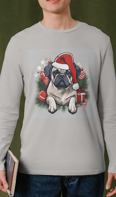 cute dog in christmas christmas cute dog design dog graphic design merry christmas t shirt design vector