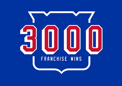 New York Rangers - 3,000 Wins 3000 brand branding design graphic design hockey ice identity illustration logo new york nhl rangers sports ui visual