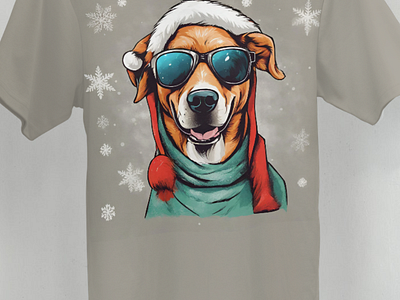 cool dog in christmas t-shirt design cool dog design dog graphic design in christmas merry christmas t shirt design vector