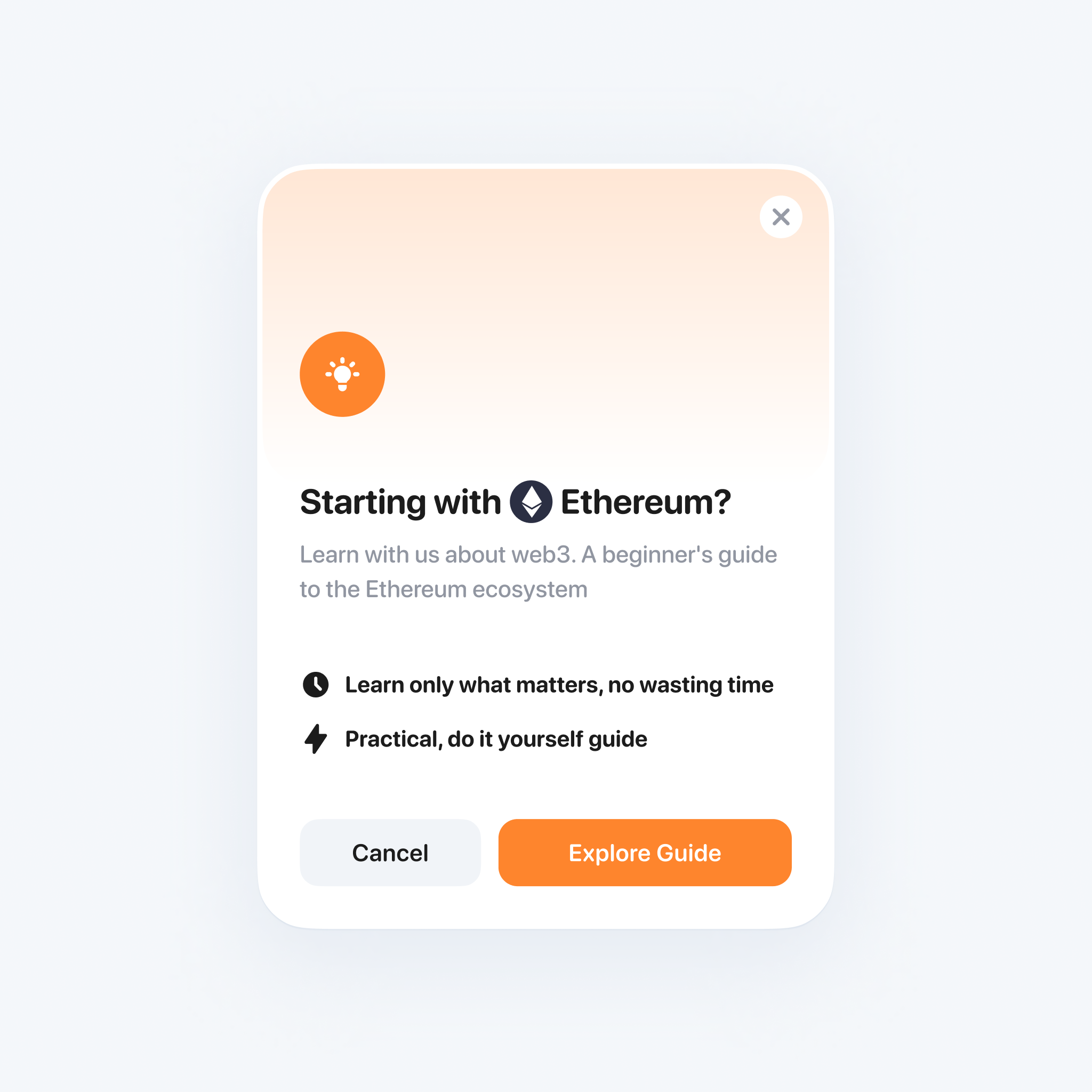 Web3 Guide Popover crypto eth guide modal tutorial ui web web3