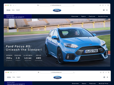 Modern Optimized Car Landing Page | Ford Focus RS car car website ford ford focus landing page ui web design