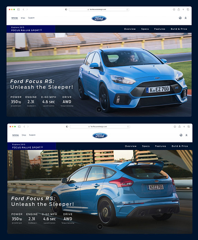 Modern Optimized Car Landing Page | Ford Focus RS car car website ford ford focus landing page ui web design