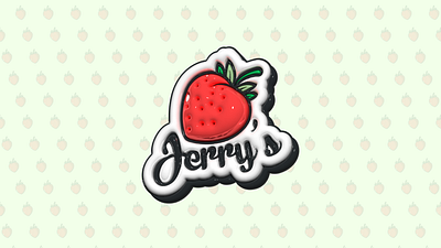 Jerry's Vintage logo Rendered 3d logo logo design logotype oldschool retro strawberry typography vintage