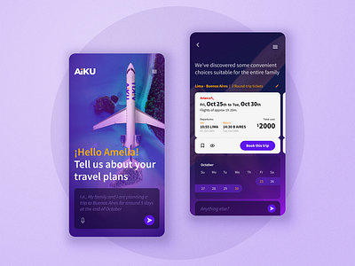 Aiku - AI powered airline ticket purchase app ai art flight glass mobile travel trend