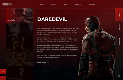 The Defenders character overview design the defenders ui web design