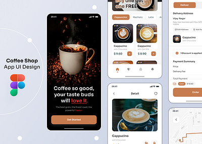 Coffee Shop Mobile App UI Design app branding design graphic design icon illustration logo typography ui vector