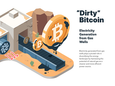 Dirty Bitcoin 3d bitcoin crypto crypto currency dirty illustration infographic infographics isometric landing page mining print process technology vector web workflow