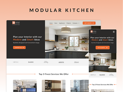 MODULAR KITCHEN destopview kitchen landing page modern design modular modular kitchen modular landing page ui