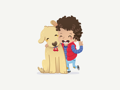 Vector Illustration 3yo Kid with Dog children children illustration commission digital illustration dog golden retriever illustration illustrator kid three