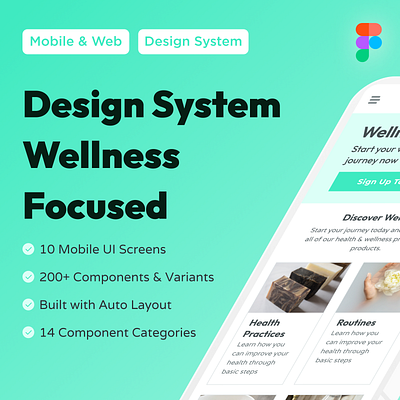 Design System Wellness Focused app design autolayout design system figma figma design mobileapp mobiledesign ui ux design webdesign