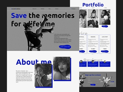 Landing page for the photographer aesthetics animation branding desing graphic design landing landing pfge logo photo photographer ui web website