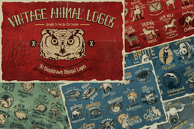 50 Vintage Animal Logo Badges animal badges branding bundle design graphic design hunter logo retro template ui vintage wildlife