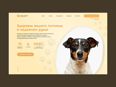 Veterinary clinic landing page pets ui ux web design ветеринарная клиника животные
