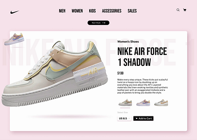Nike Air Force 1 Shadow design e commerce motion design nike shoes sneakers ui web design