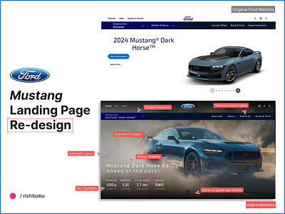 Highly Optimized Modern Car Landing Page | Ford Mustang audi bmw branding car car website cars design ford landing page mustang tesla ui web design