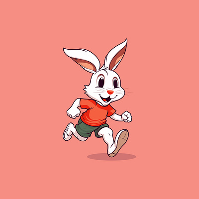 Cute Rabbit Logo brand company corporate dynamic bunny emblem fast graphic jogging bunny jump jumping label mammal mammals mascot outline pet run running running rabbit wildlife