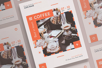 Coffee Shop Flyer and Poster Template branding coffee design flayer free graphic design illustration motion graphics poster promo psd template ui