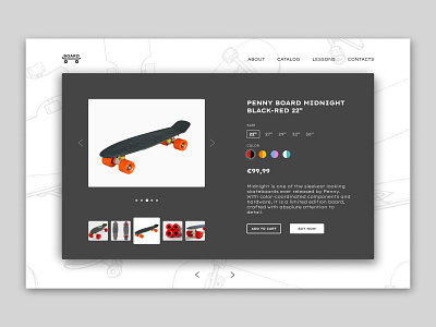 Product card for the skateboard store landing page online store penny board skateboard ui ux web design интернет магазин карточка товара