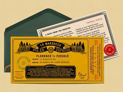 A Golden Ticket Holiday Campaign 1920s brand identity branding campaign christmas film prop golden ticket holiday stamp train train ticket travel typography vintage vintage branding vintage design vintage stamp vintage ticket vintage train wes anderson