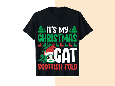 Cat Merry Christmas T-shirt design cat christmas tshirt design