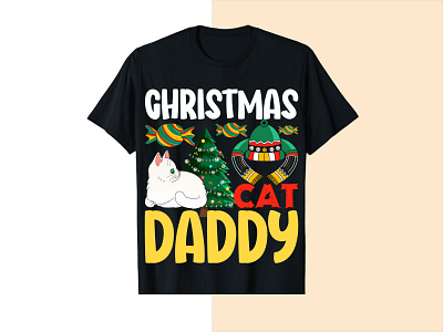 Cat Merry Christmas T-shirt design cat christmas tshirt design