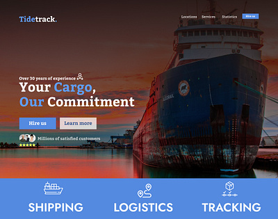 Tidetrack - Cargo Shipping cargo design hero landing page logistics shipping tide track tracking web design