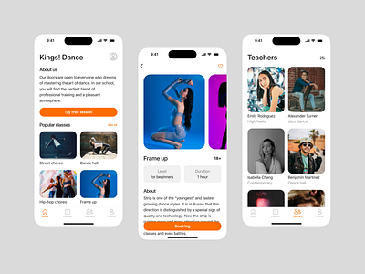 Dance School Mobile App UI app dance dance school design mobile ui ux