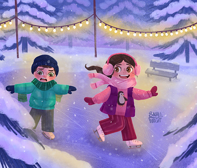 Winter Skating book illustration characterdesign characters childrens book design illustration
