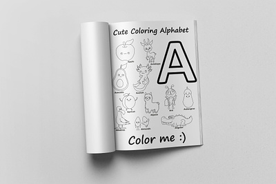 Coloring Page Book for Kids with Alphabet albatros aligator alpaca alphabet animals apple apricot avocado axolotl book coloring coloring book cte fruits kawaii kids letter page todler