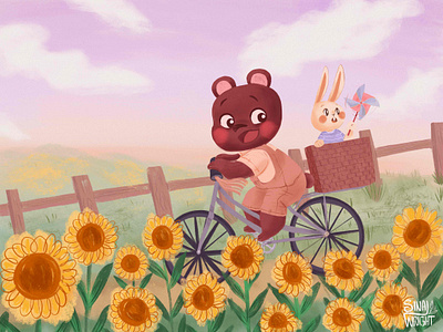 Sunflower Field book illustration characterdesign characters childrens book illustration