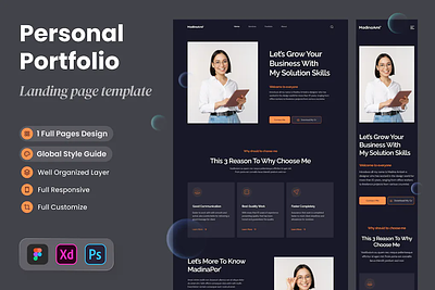 MadinaAmi - Portofolio Landing Page branding design graphic design homepage landing portolio psd resume