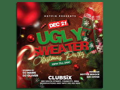 Ugly Sweater Flyer Template photoshop