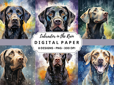 Labrador in the Rain Background backgrounds clipart dogs labrador png for sublimation rain watercolor labrador