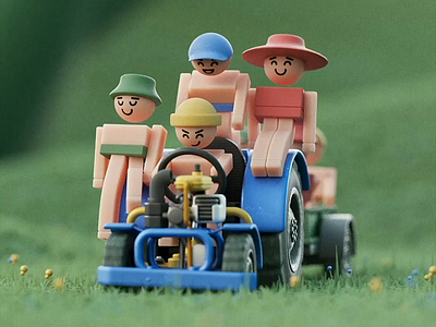 Dorfkinder 3d 3d animation cinema 4d drift forest lego redshift simulation summer tractor trailer vehicle