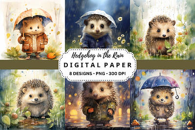 Hedgehog in the Rain Background tumbler wrap