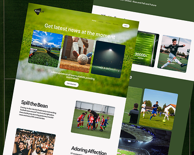 Kick off- Football website branding football football landing page graphic design landing page logo mockup sports ui web page
