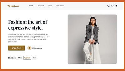 Threadverse Fashion Landing Page app discover explore inspiration landing page ui