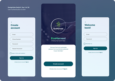DesignGate DailyUI Challenge Day 3 of 30 dailyui mobile sign in sign up splash screen ui user authentication screen