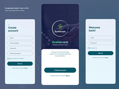 DesignGate DailyUI Challenge Day 3 of 30 dailyui mobile sign in sign up splash screen ui user authentication screen