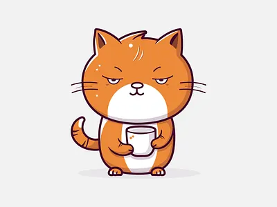Coffee Cat Mascot Logo animal bean beans beverage cafe caffe cat character coffee delicious drinks illustration kitten lettering logo logo love mascot mug restaurant sale