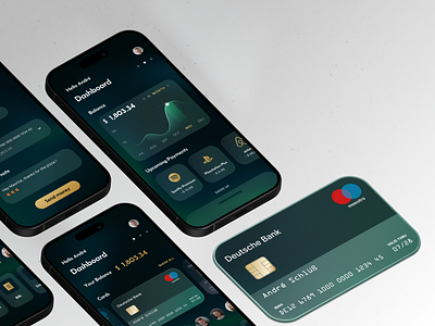 Online Banking App ✨ app application banking dashboard design finance flat design gold green ios minimal mobile mobile app mobile ui reanmo seamless ui user interface ux visual