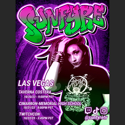 Sunfyre Las Vegas 2023 Show Poster branding concert design drummer drums graphic design music poster show twitch twitchcon