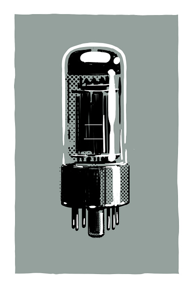 Legendary audio tubes: 6V6 bold illustration graphic art hi fi old technology poster tube amp vacuum tube vintage audio