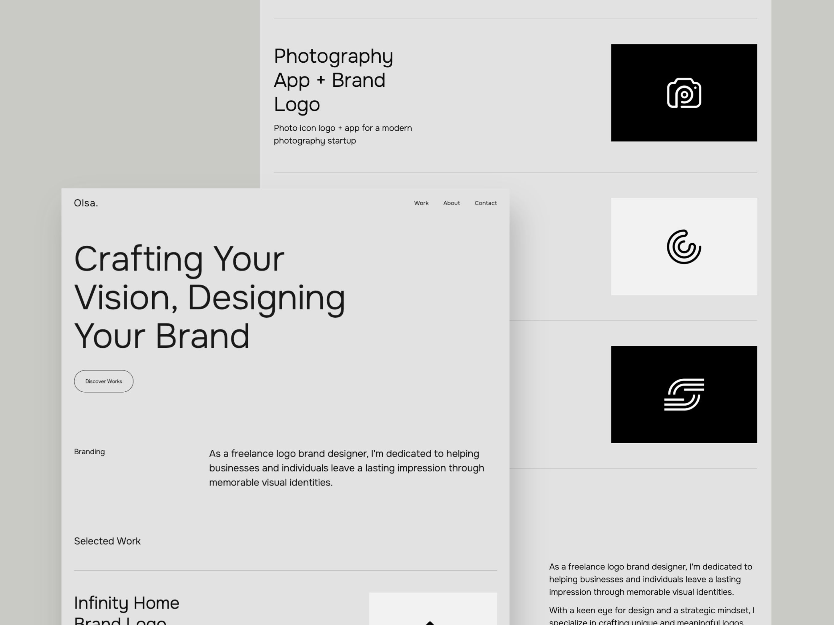Olsa - Portfolio Carrd Template aesthetic agency branding carrd designer ecommerce freelancer landing page minimal modern no code page photographer portfolio startup template ui web design webdesign website