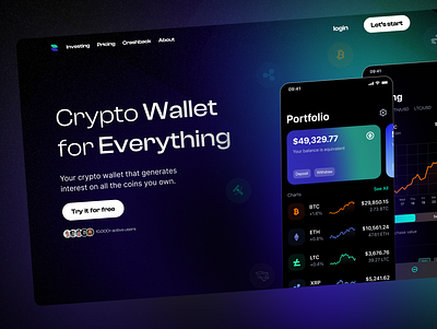 Cypto hero - Website crypto crypto landing page crypto site crypto website cryptocurrency design figma hero landing page ui ux uxui webdesign webflow website