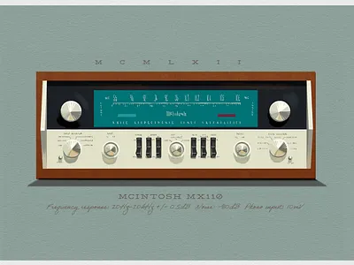 McIntosh MX110 illustration 1960s audiophile graphic art hi fi illustration mcintosh old technology poster stere vintage audio