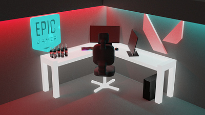 3D model gaming room 3d animation blender branding graphic design logo motion graphics ui
