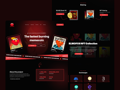 Elmo Web3 Brand Website Design creative creativity crypto design dtory elmo graphic design landing page memecoin typography ui ux web design web3