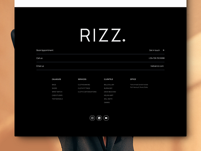 Rizz Footer section design product design ui uiux