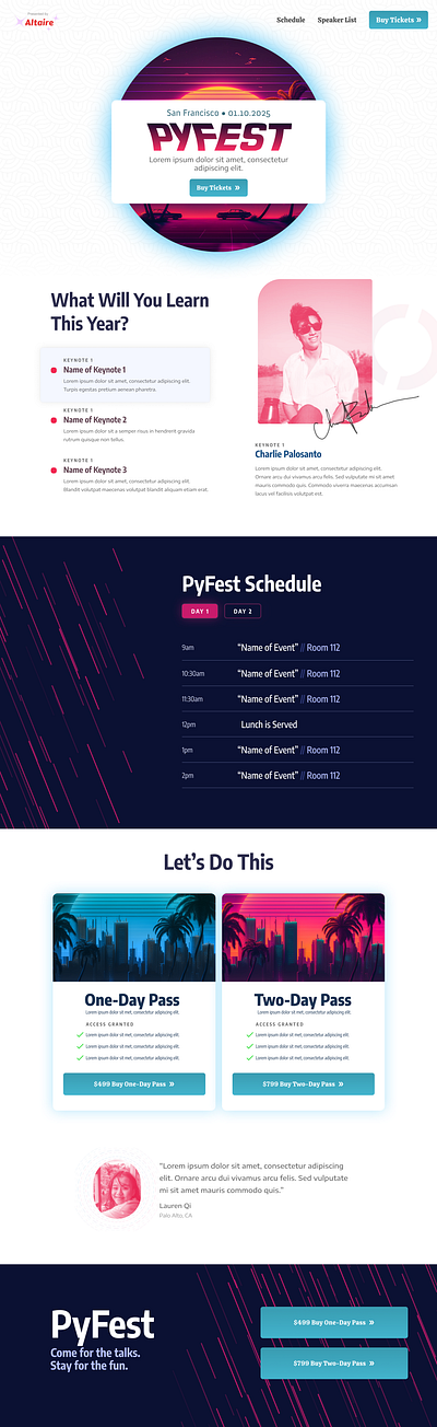 Pyfest Concept color scheme conference design landing landing page web design